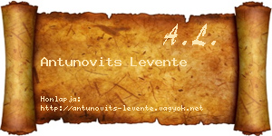 Antunovits Levente névjegykártya
